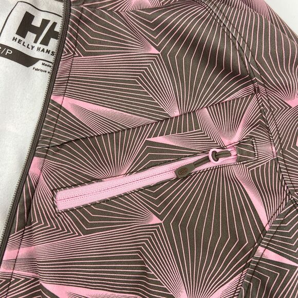 Helly Hansen Raincoat Softshell Jacket Sz S Petite Hooded 3 Layer Pink Gray - Picture 5 of 11